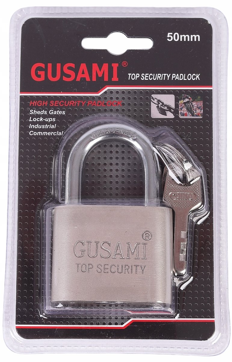 Gietijzeren Hangslot met Begel, 50mm, Inclusief 3 Sleutels