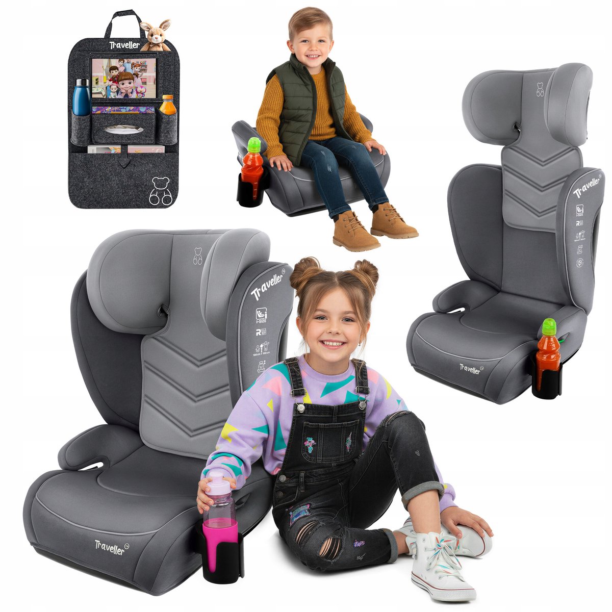 LUNA Kinderautostoeltje Booster 100-150 cm i-Size R129 Grijs