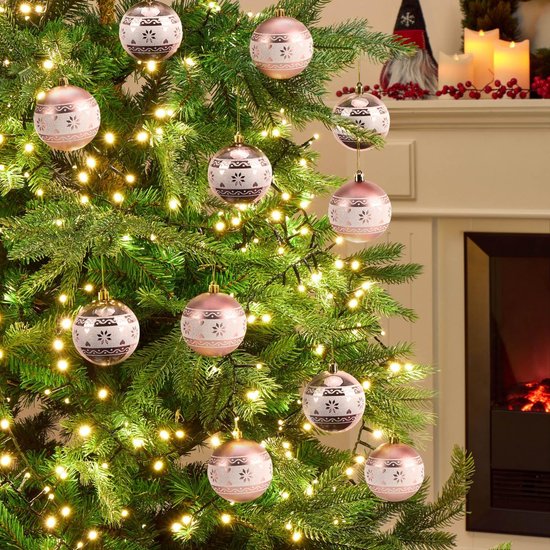 Kerstboomdecoratie kerstballen glas roze grijs 4cm 24 stuks