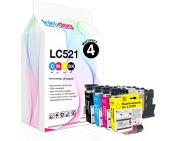Inktdag inktcartridges multipack 4 stuks for lc521 brother inktpatronen,LC-521 inktcartridges voor Brother DCP-J1260W, DCP-J1310DW, DCP-J1313DW,…