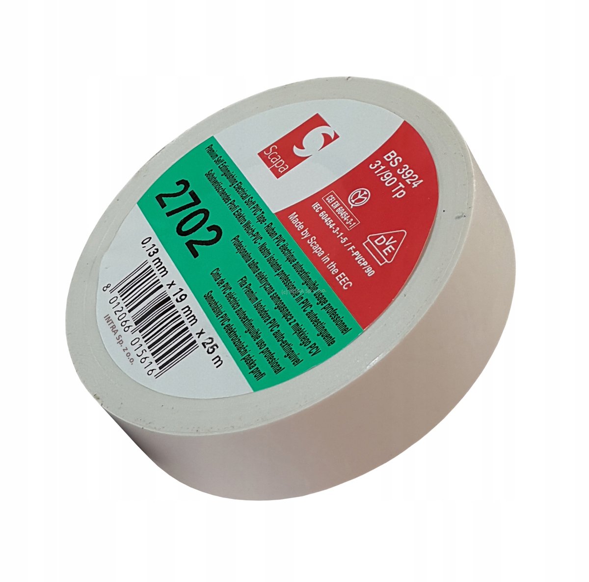 Scapa 2702 VDE Isolatietape Wit 19mm x 25m - Professioneel
