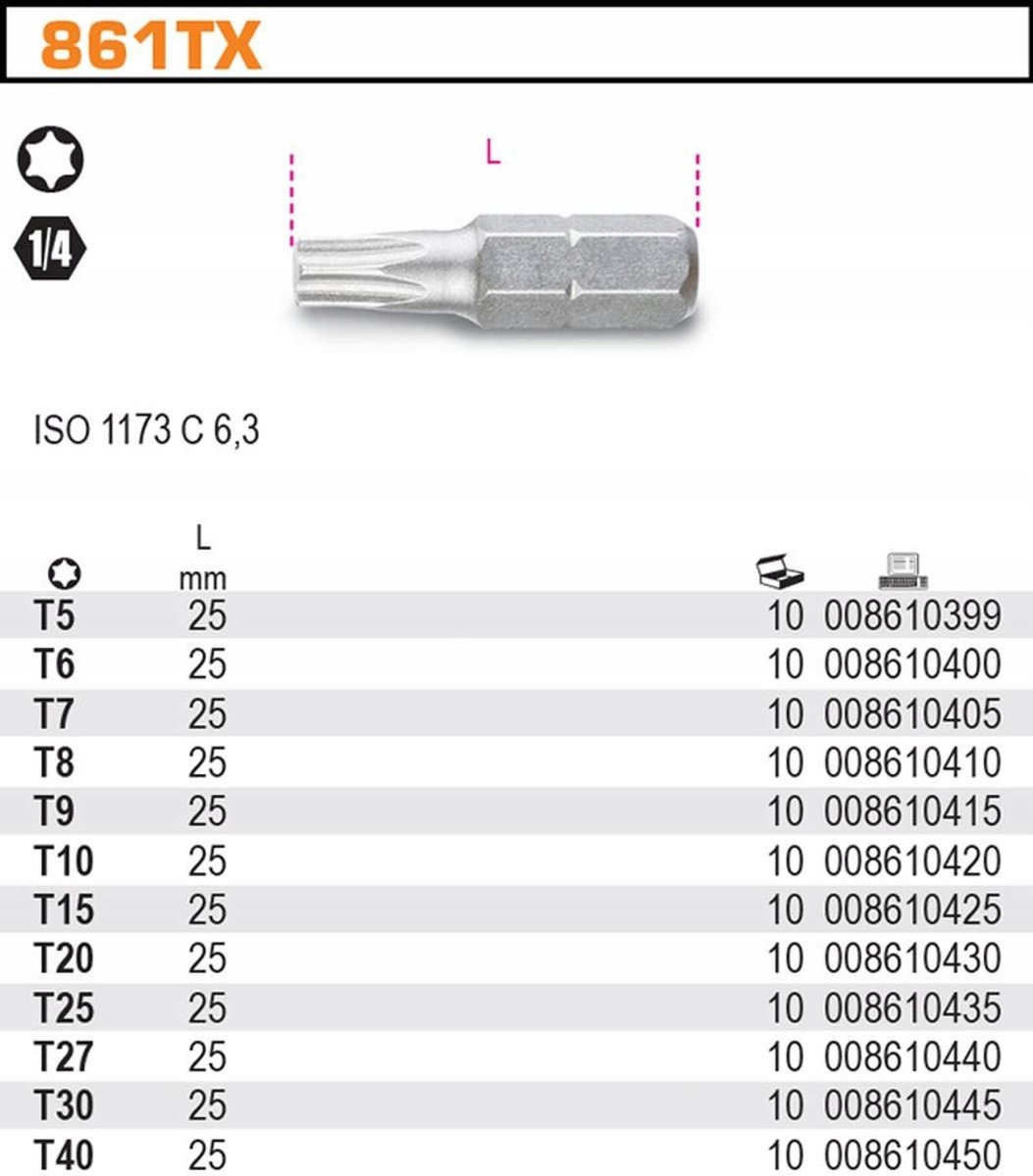 BETA Torx Bit Dopsluiting 1/4" T25, Lengte 25 mm