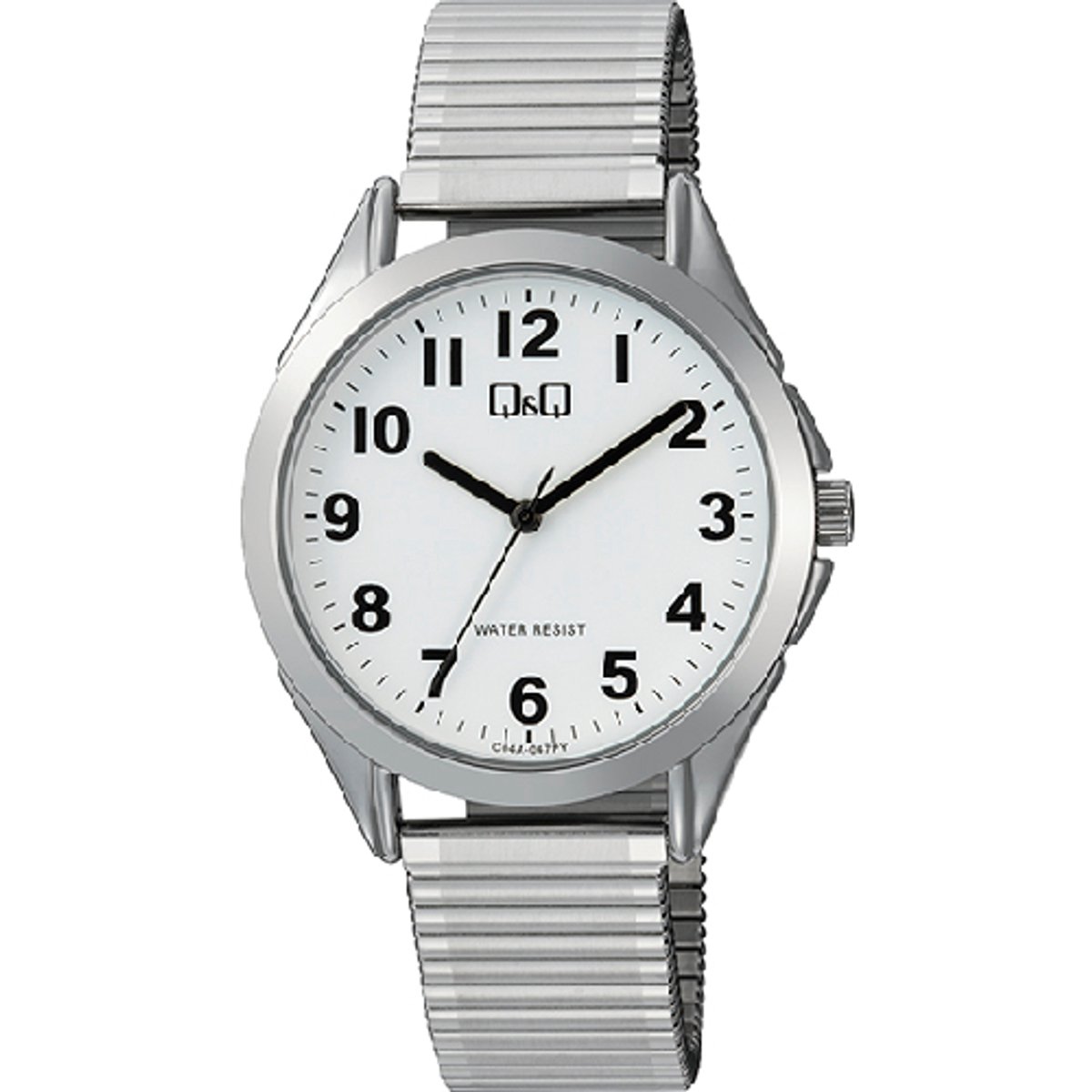 QQ-Herenhorloge-Rekbare metalen band-duidelijke wijzerplaat-5 atm waterdicht-diameter 38 mm-model c04a-047py