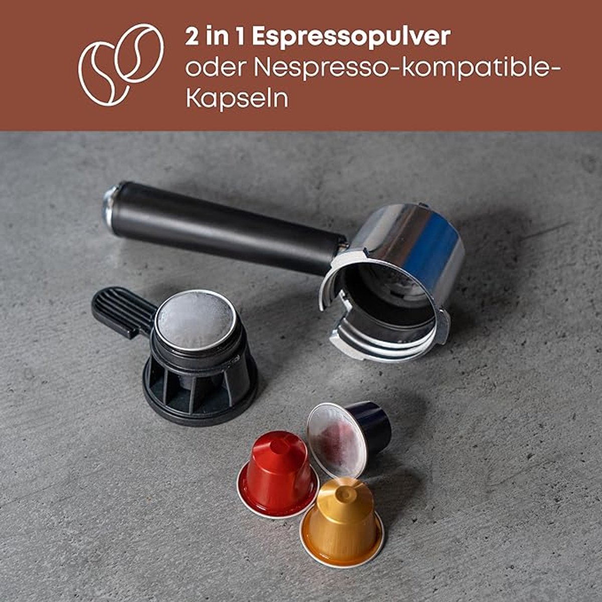 Espressomachine 2-in-1 - Koffiepoeder & - afbeelding 3