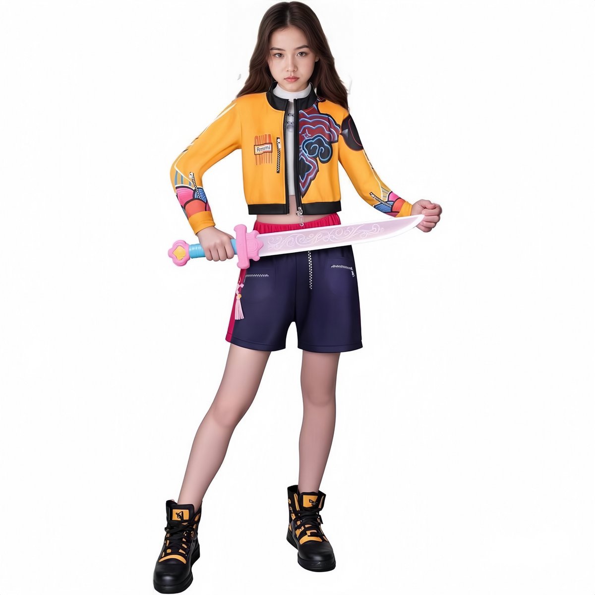 Kraftverdia Kinder Game Kostuum - Demon Hunters Costume Rumi Verkleed Jurk Set - Carnavalskleding - Kpop - Cadeau Meisje - 110cm