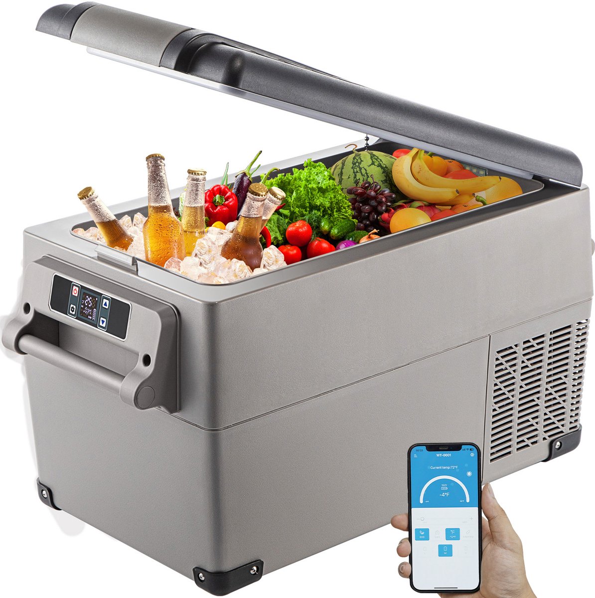 VEVOR Auto Koelkast Compressor, 45 W Auto Koelkast Mini, 35 L Mini Koelkast, met Batterij Beschermingssysteem en Efficiënte Koeling, veel Geschikt voor veel Plaatsen, Boot, Vrachtwagen, Auto enzovoort