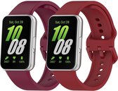 Stravo 2-Pack Classic Kleurige Siliconen Bandjes Geschikt voor Samsung Galaxy Fit 3 – Zacht & Comfortabel Horlogeband – Wijnrood + Rood