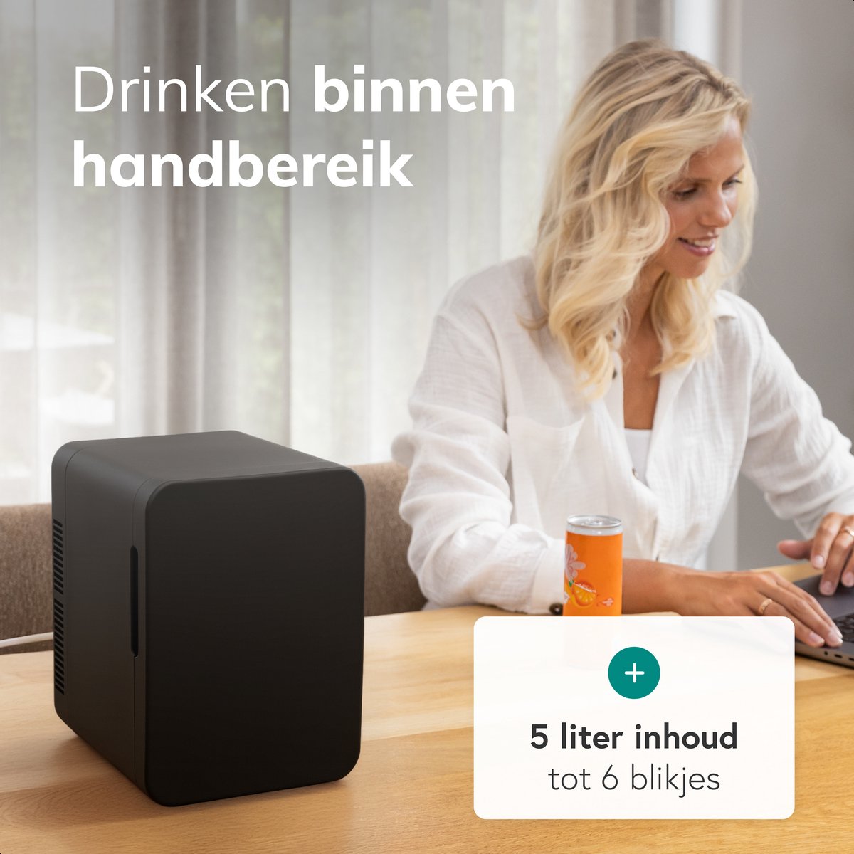 Mini koelkast 5L - Skincare & make-up fridge - Eten & drinken - Organizer - 12V & 230V - Koel & warm - Auto koelkast - Compact - Zwart — afbeelding 3