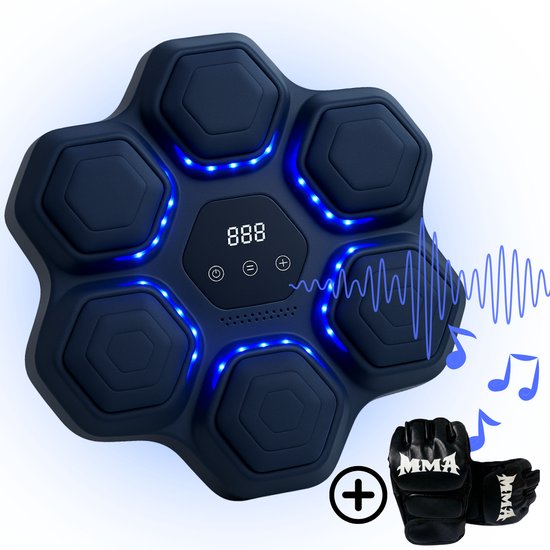 Machine de boxe Veora – Entraîneur de boxe – Machine de boxe Musique – Bluetooth – 9 positions – Lumière LED– Amortissement des chocs