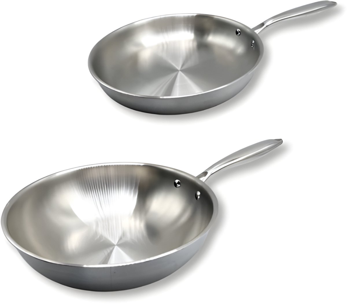 Dutch Standard - Wok en Koekenpannenset 2-delig - 28cm - RVS - PFAS vrij