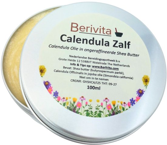 Calendula Zalf 100ml - Goudsbloemzalf - Calendula Olie in Pure Shea Butter - Droge Huid - Ruwe, Schrale Handen