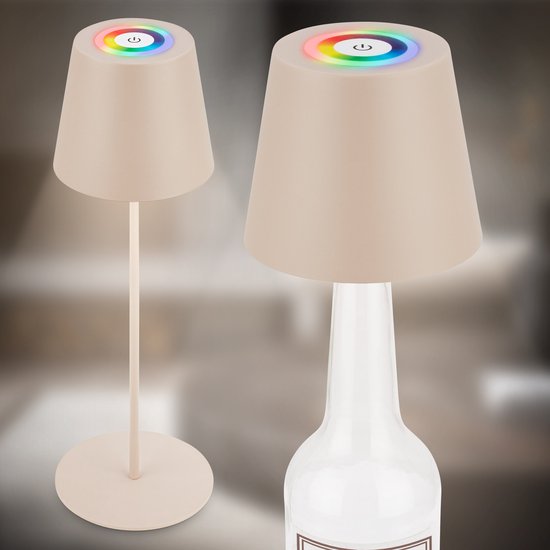 BRILONER - LED mini tafellamp draadloos met touch, traploos dimbaar, IP44, bedlampje, leeslamp, LED lamp, campinglamp, tafellamp, acculamp, buitenlamp, 12x19,5 cm (DxH), zwart