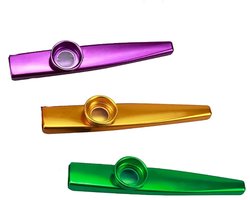 Kazoo Metaal - 3 Stuks - Kazoo Fluit in Diverse Kleuren - Muziekinstrumenten voor Kinderen - Mix kleur