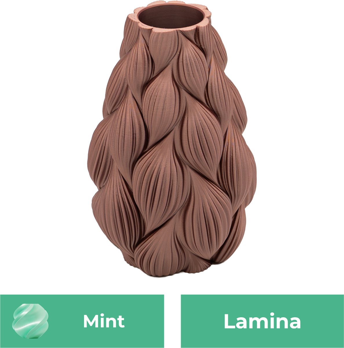 Lovora Lamina moderne vaas – Decoratieve vaas - Mint - 3d geprinte vaas – geschikt voor droogbloemen - 25CM