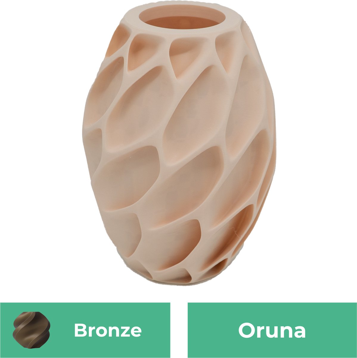 Lovora Oruna organische vaas – Decoratieve vaas - Brons - 3d geprinte vaas – geschikt voor droogbloemen - 34CM