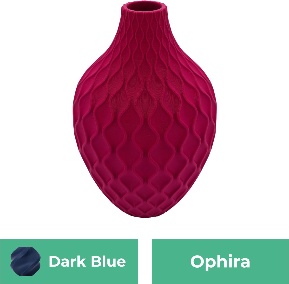 Lovora Ophira moderne vaas – Decoratieve vaas - Donker blauw - 3d geprinte vaas – geschikt voor droogbloemen - 34CM