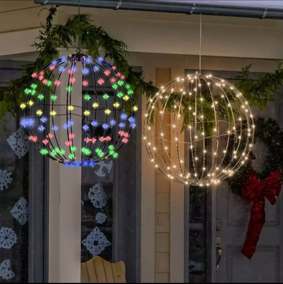 Kerstverlichting voor buiten - batterij - 30 cm - hangende bollen met timer - 120 leds - kerstdecoratie - lichtketting voor buiten - 8 modi - waterdicht - voor woonkamer - tuin - feest - binnen (1 stuk,