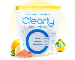 Clearly Electrolytes Citroen - Elektrolyten Poeder – 60 Porties Zonder Suiker – Sportdrank & Keto Hydratatie - Natrium 1000mg, Kalium 667mg, Magnesium 100mg