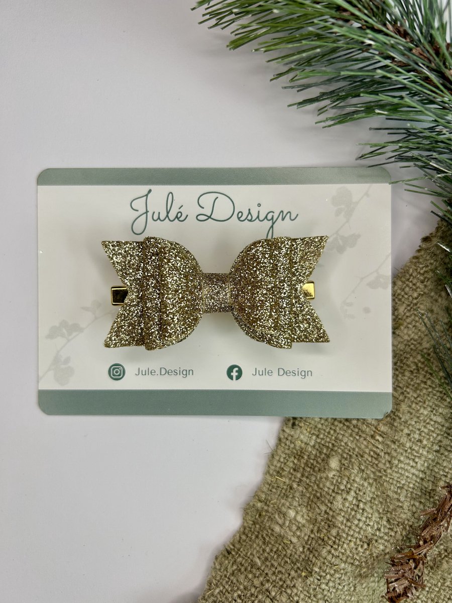 Julé Design kerst haarclip strik goud