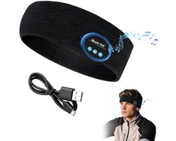 Draadloze Bluetooth-muziek sporthoofdband - Ultrazachte slaaphoofdband aan de zijkant - Oplaadbare en wasbare hoofdband - Uitgerust met HD-stereoluidsprekers - Perfect voor slapen, sporten, hardlopen, yoga, slapeloosheid, vliegreizen en meditatie