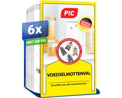 PIC Mottenval – 6 stuks Insectenvallen tegen voedselmotten | Effectieve mottenvalle tegen levensmiddelmotten, meelmotten & dadelmotten | Feromoonval voor keuken & voorraadkast | Geurloos & gifvrij
