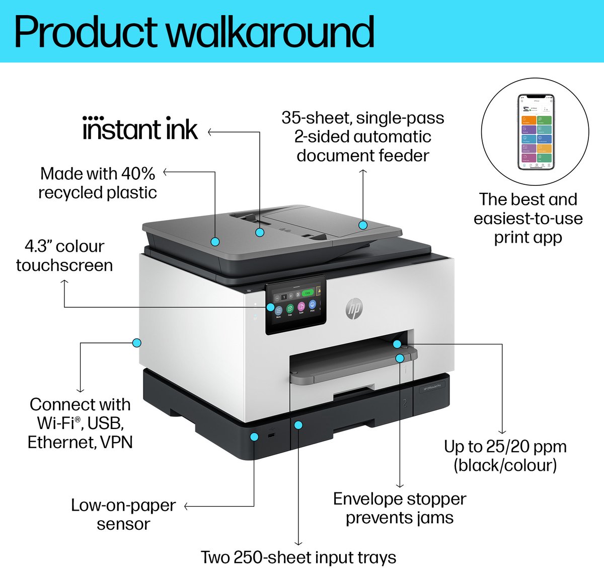 HP OfficeJet Pro 9135e - All-in-One Kleurenduplexprinter thumbnail 5