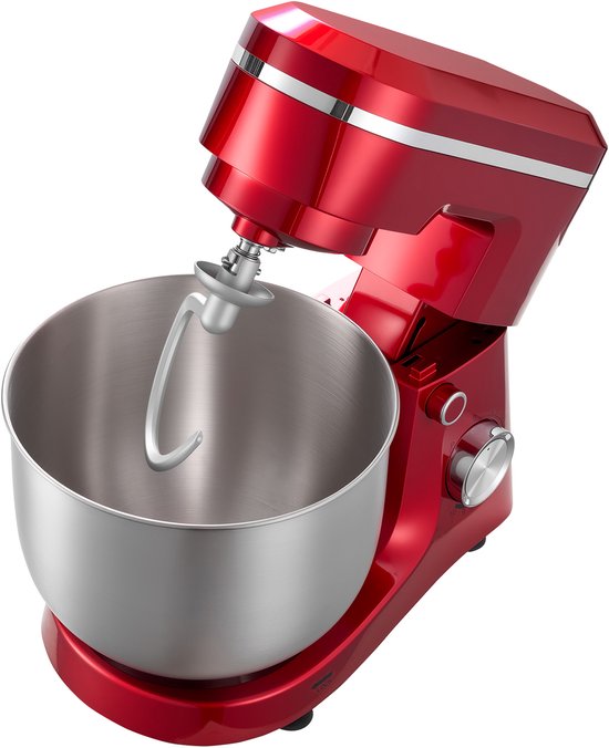 5,7 L Elektrische Standmixer, 1500W Keukenapparaat met 10 Instelbare Snelheden, Kantelbaar Kopontwerp, Roestvrijstalen Kom, Deeghaak, Garde en Klopper voor Bakken, Mixen, Kloppen en Kneden, Zilver van Acekool — afbeelding 2