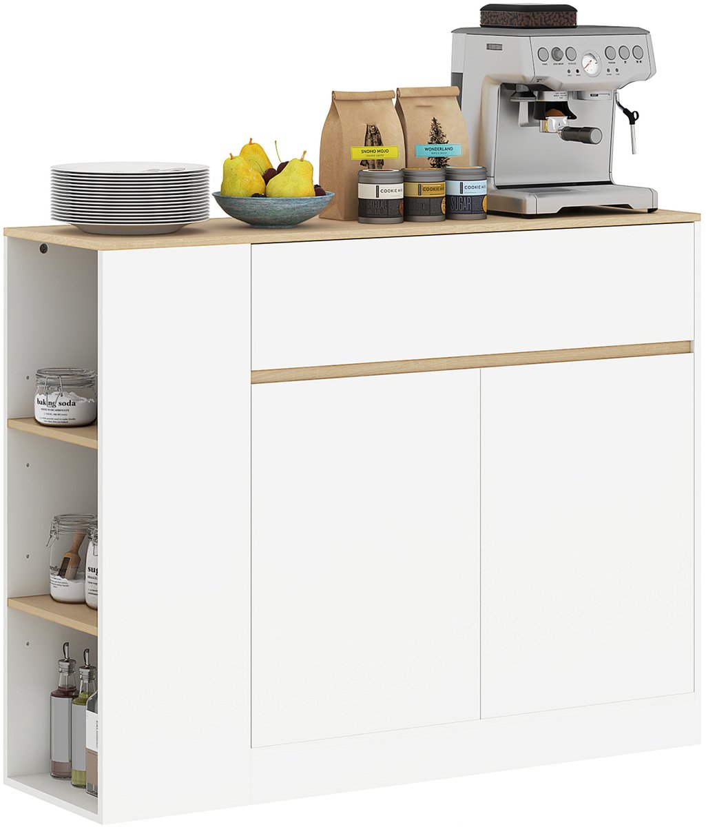 HOMCOM Buffetkast Spaanplaat, MDF 105L x 30B x 81,5H cm Wit