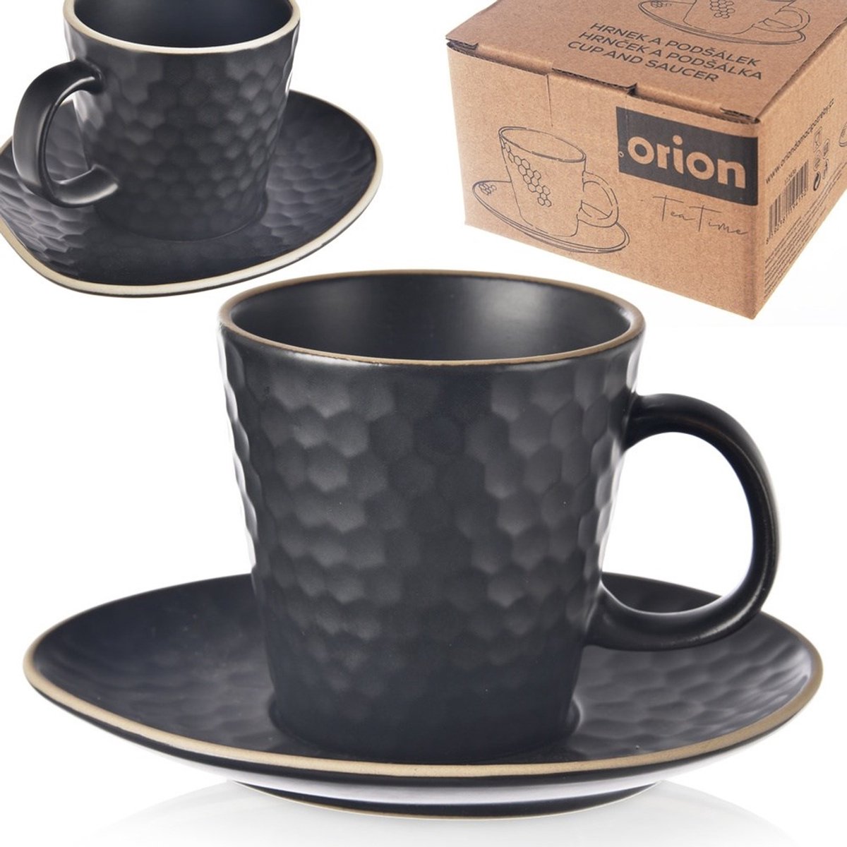 Espresso Kopje met Schotel ORION TEA TIME Zwart 95 ml Vaatwasmachinestandisig