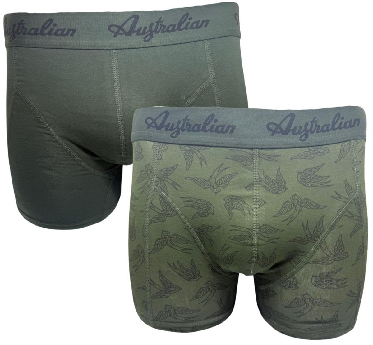 2 stuks Australian Boxershort - Katoen - Print/Legergroen - Maat M