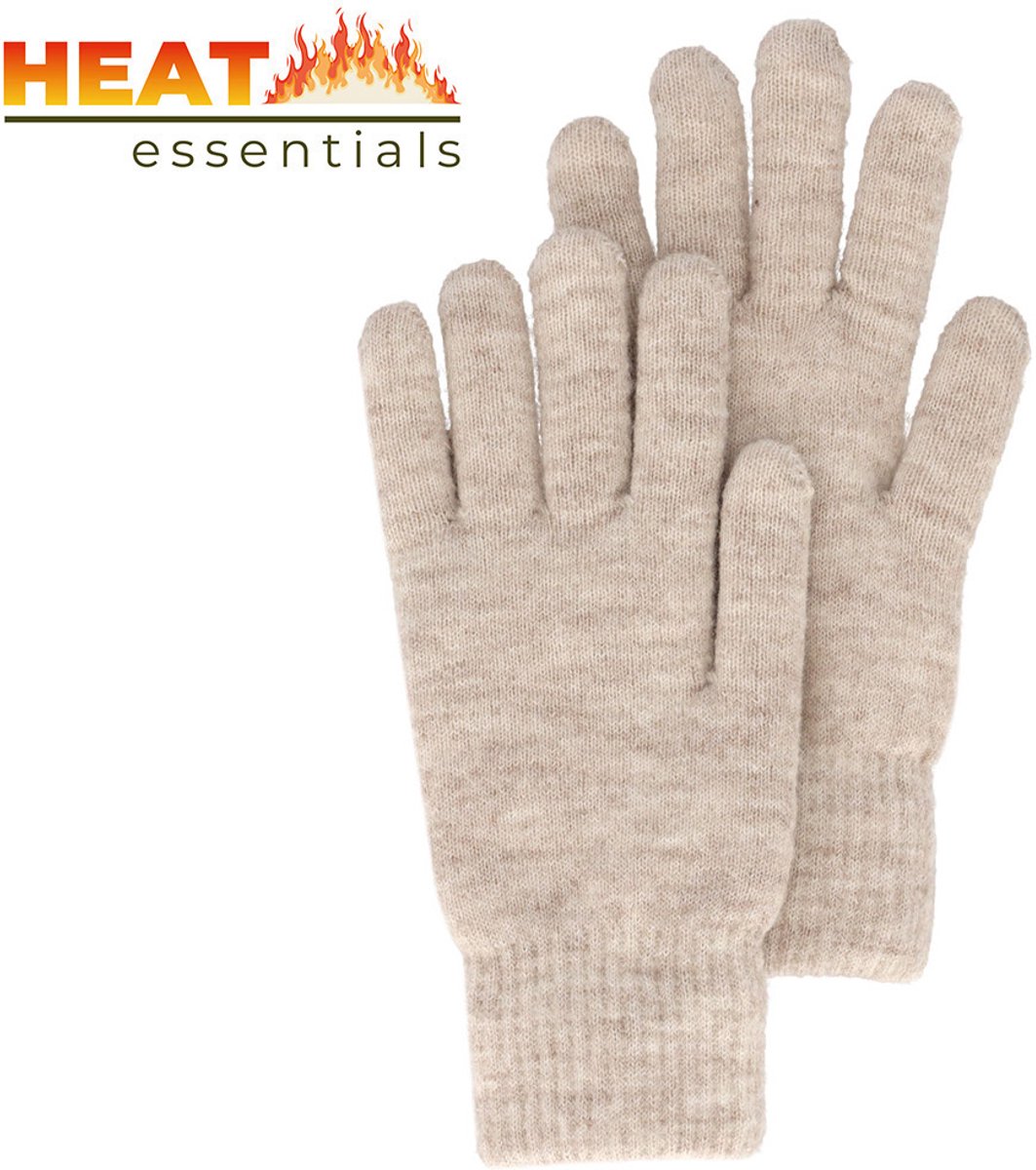 Heat Essentials - Handschoenen Dames - Wol Wit - One Size - Gebreid - Warm en Zacht
