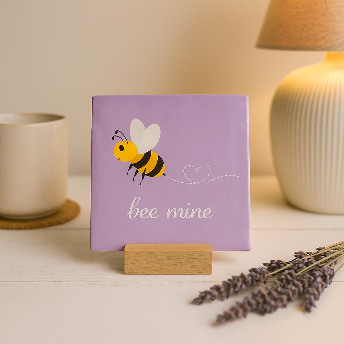 Bee mine - Keramische decoratie tegel - Valentijn