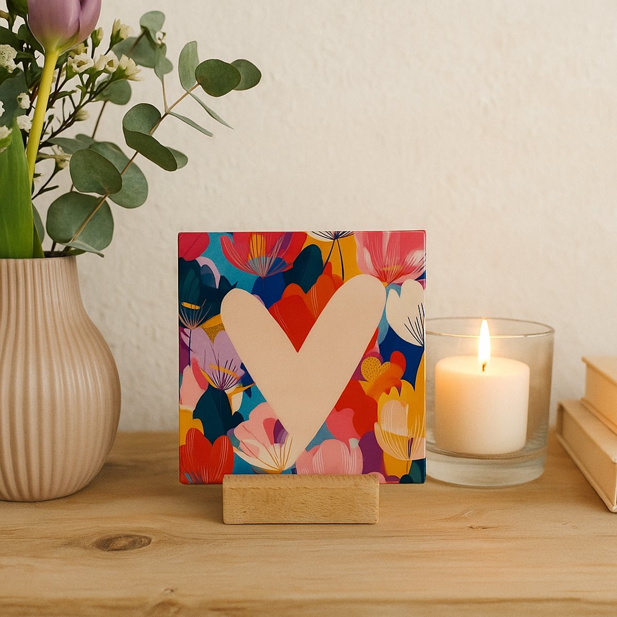Hartje - Keramische decoratie tegel - Valentijn