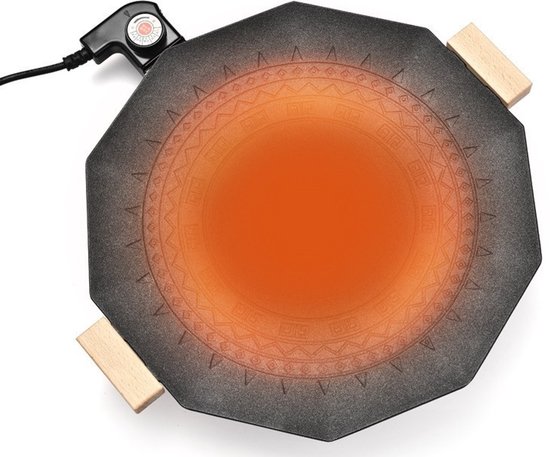 WK 44 cm Rookvrije Elektrische Grillplaat - Met Hittebestendige Houten Handgrepen - Voor 5–8 Personen - 800W Snel Verwarmend - Antiaanbak & Eenvoudig te Reinigen - Perfect voor Thuis en Feestjes — afbeelding 5