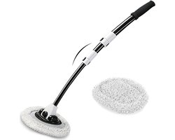 1 x Brosse de nettoyage - Brosse de lavage auto - 15° courbée - Alliage d'aluminium robuste - Convient aux voitures et camping-cars - 110 cm - Télescopique en trois parties - Nettoyage rapide et sans effort - Noir et blanc