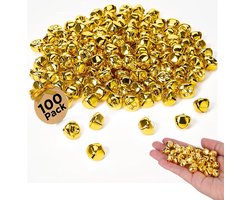 100 stuks kerstbellen - Gouden bellen - Losse metalen bellen - Kleine bellen - 10 mm - Sleebellen van de Kerstman - DIY kerstbeldecoraties - Geschikt voor doe-het-zelf knutselen, kerstcadeautjes, sieraden maken, feesten en bruiloften - Goud