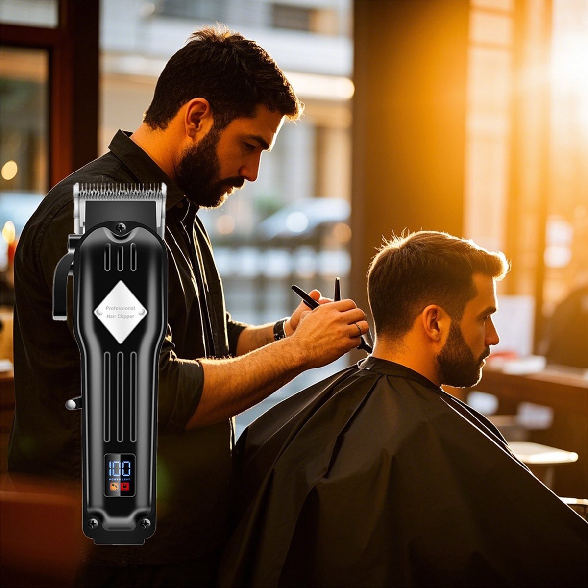 STILVORA Tondeuses - Draadloze Tondeuse Set met Haar Tondeuse en Trimmer, Professionele Kapsel Tondeuse, Oplaadbare Tondeuse, Metaal Roestvrij Staal, Zwart thumbnail 5