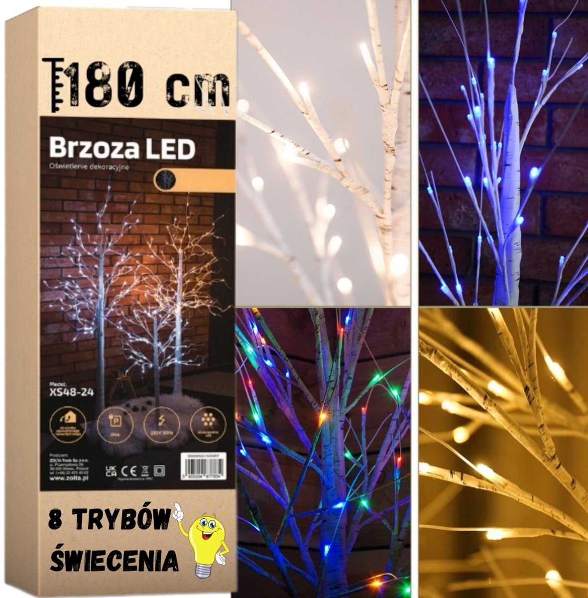Zolta - LED Berkenboom - 144 LED's - 8 Verlichtingsmodi - 180cm