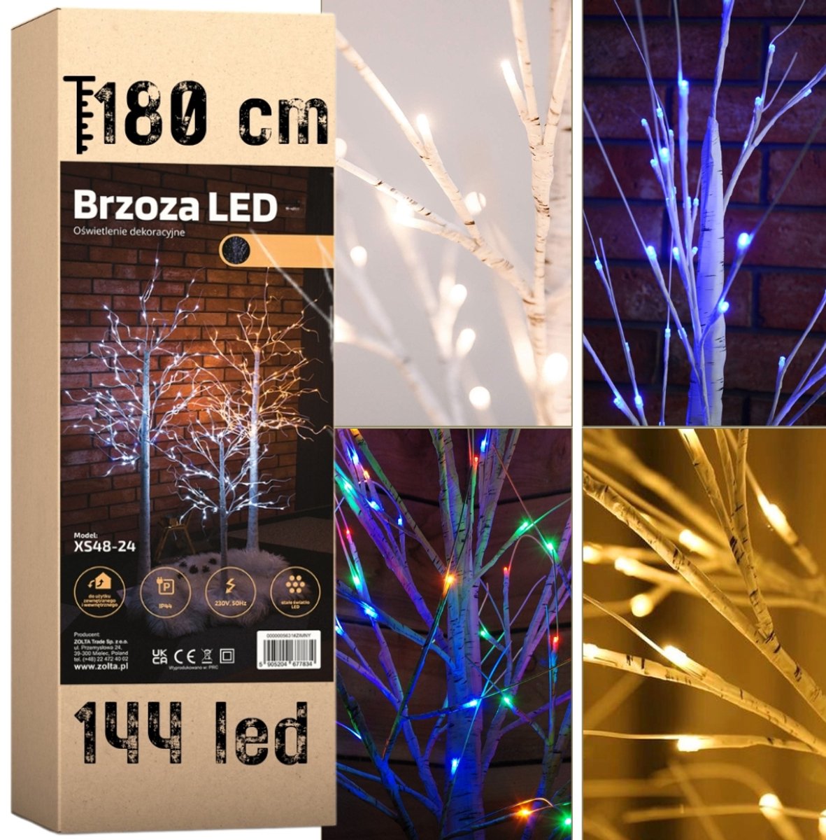 Zolta - LED Kerstboom Decoratie - 180 cm - 144 LED - Multikleur