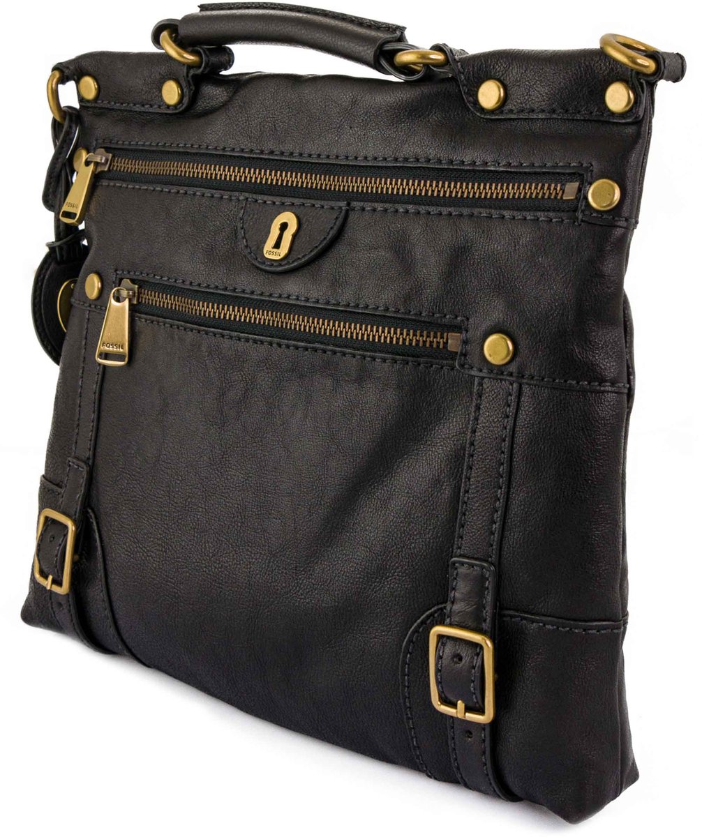 Handtas Fossil Damestas Emilia Flat Crossbody Zwart - UNI