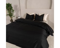 Kayori Kiso Dekbedovertrek Tencel - 140x200-220 + 1 sloop - Eenpersoons - Zacht, Verkoelend & Antibacterieel - Zwart