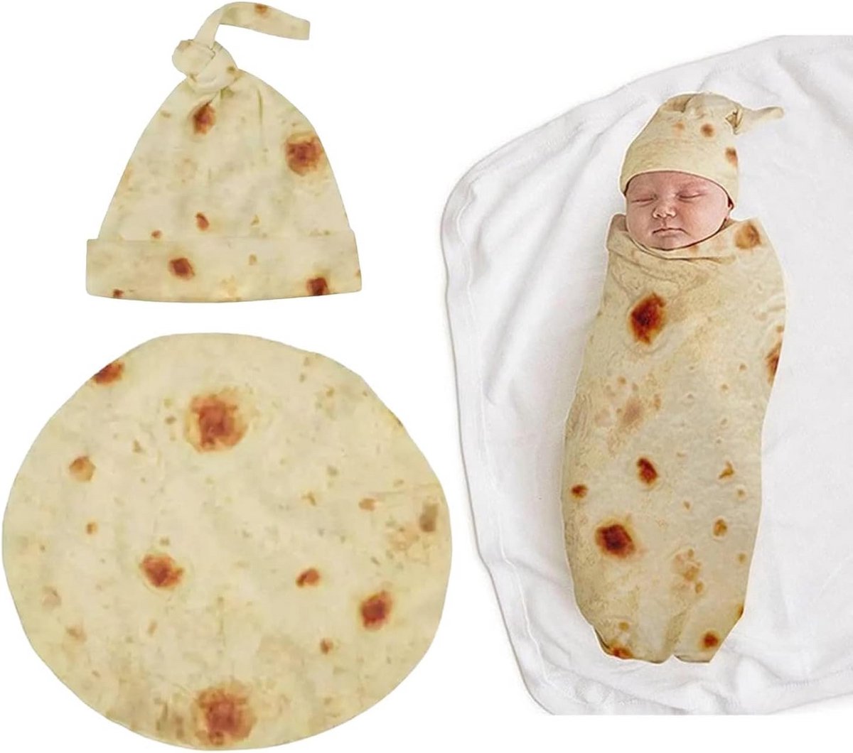 Grappige Tortilla Wikkeldeken voor Baby's - Zachte en Ademend Swaddle Deken
