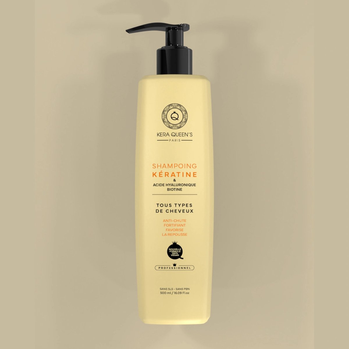 Kera Queens | professionele Shampoo met Keratin, Biotin & Hyaluronic Acid - voor alle haartypes - 500ml - Vegan