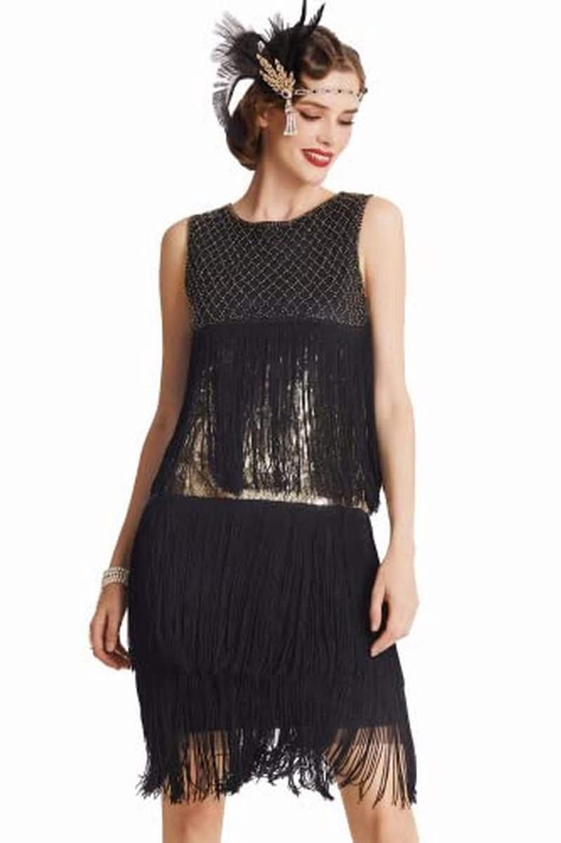 Cocktailjurk Jaren 20 voor Dames - Flapperstijl Knielang Gatsby Kostuum
