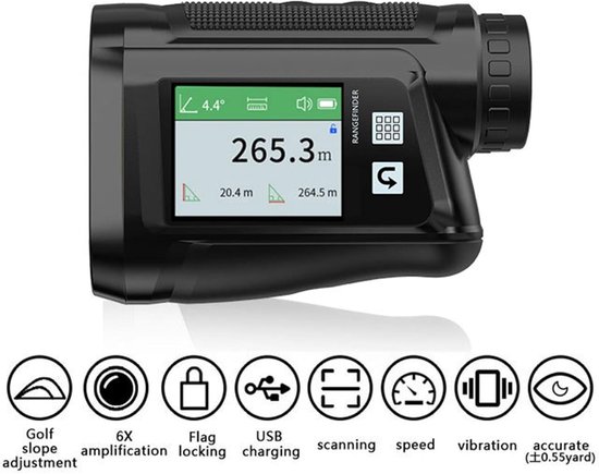 Laser Afstandsmeter 1000M voor Golf & Jacht – Afstandmeter met Hellingcompensatie & Trilling – Oplaadbare Laser Rangefinder – Yard / Meter / Feet – Compact Camouflage Design – Geschikt voor Golf, Jacht & Outdoor — afbeelding 3