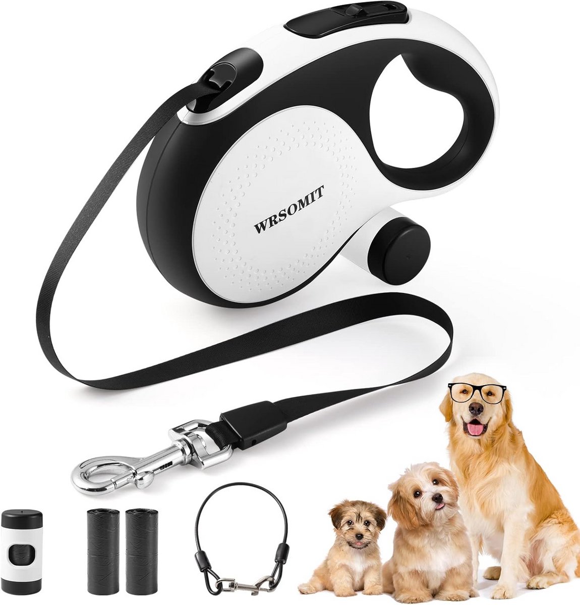Intrekbare hondenriem 26 meter - Kauwbestendig, voor honden tot 110 lbs - Ergonomische one-touch rem