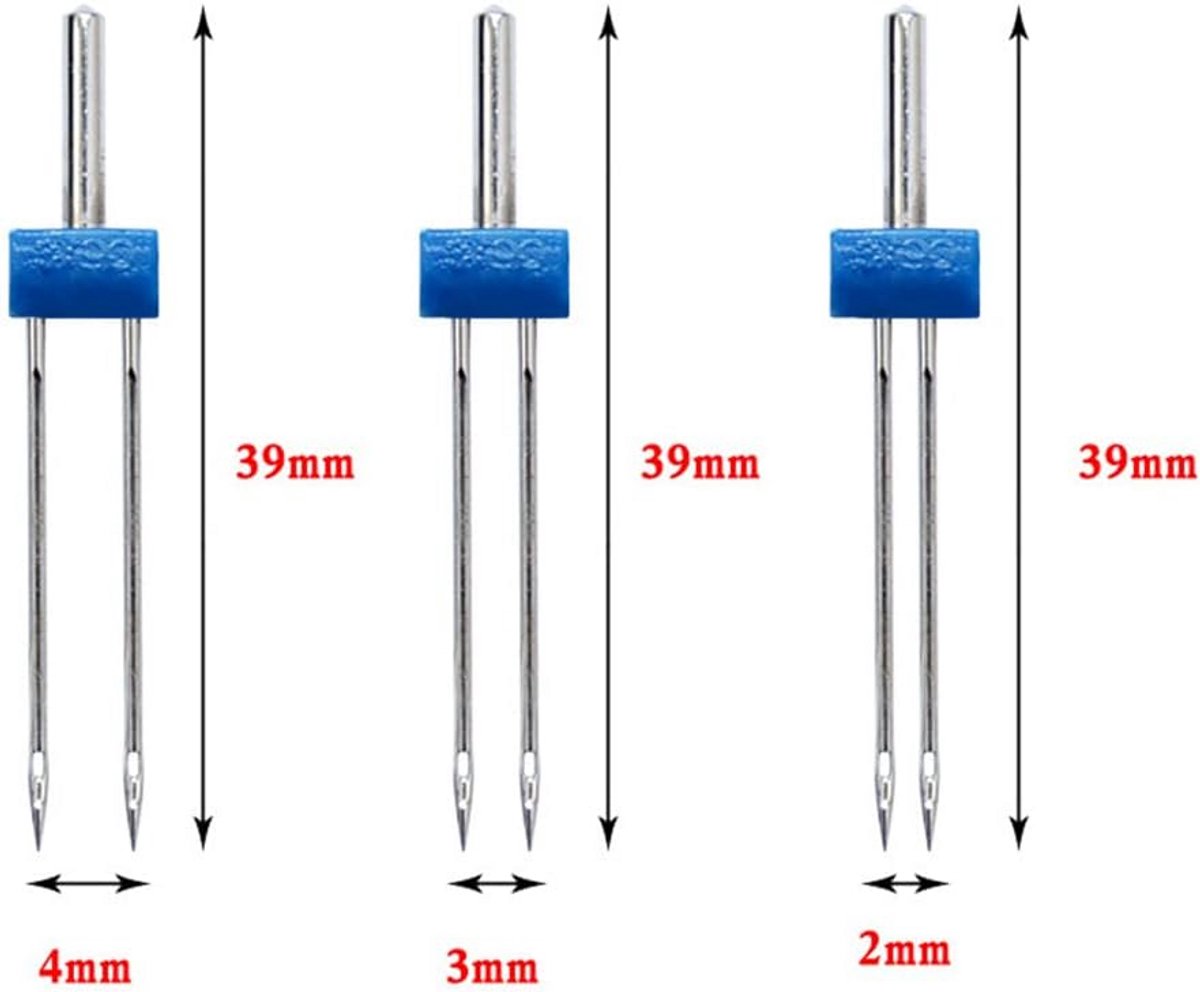 Dubbele naalden voor naaimachine - 12 stuks in 3 maten (2, 3, 4 mm)