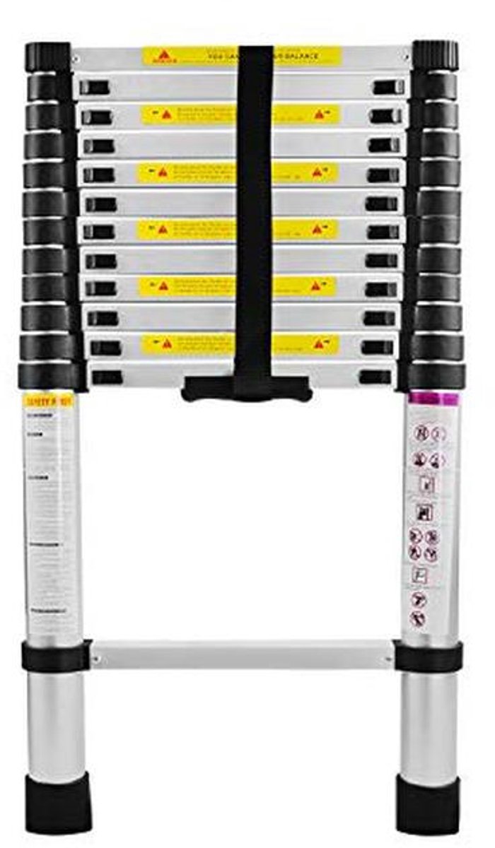 Multifunctionele Telescopische Ladder 3,8 Meter - Uitklapbare Aluminium Ladder, 150 kg Draagcapaciteit