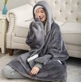 Oversized Hoodie Unisex - Lichtgrijs - Warme Fleece - Maat L (LET OP: Pas vanaf 1.70m / Valt als XL)