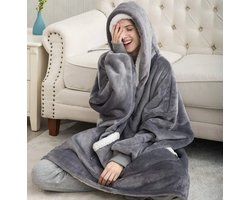 ​Oversized Hoodie Unisex - Lichtgrijs - Warme Fleece - Maat L (LET OP: Pas vanaf 1.70m / Valt als XL)